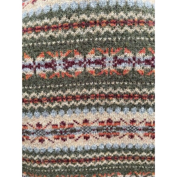 Fair Isle Multi color Merino Wool Blend Cabin Core Nordic Pullover Sweater Sz M - Picture 6 of 8